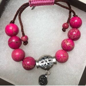 Silpada Pink Beaded Bracelet with Silver Accents